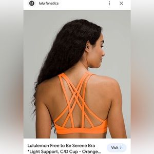 Lululemon Free to Be Serene Orange Bra